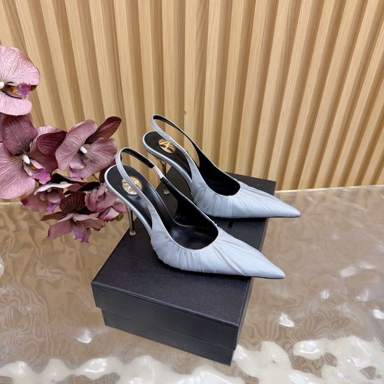 Yves Saint Laurent YSL Lace-Up High Heels with Luxury Metal Chain