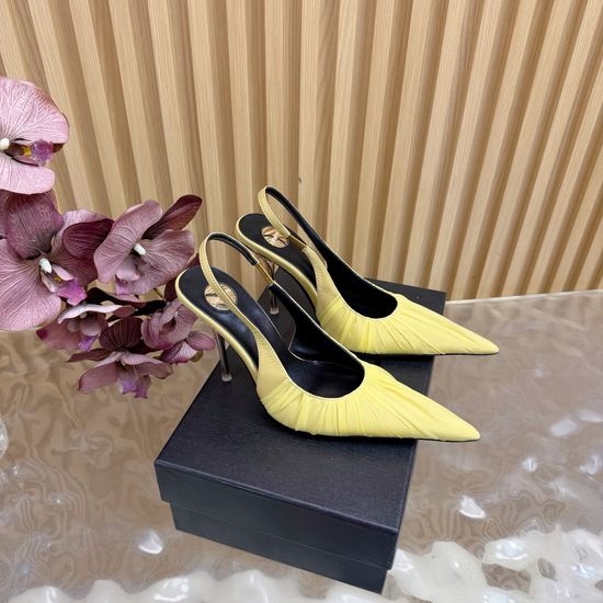 Yves Saint Laurent YSL Lace-Up High Heels with Luxury Metal Chain