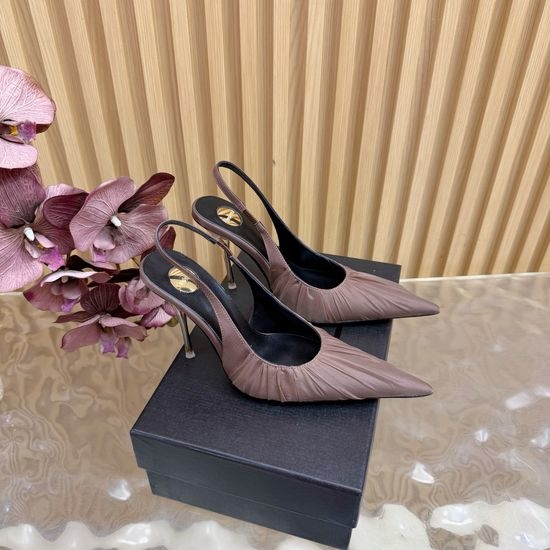 Yves Saint Laurent YSL Lace-Up High Heels with Luxury Metal Chain