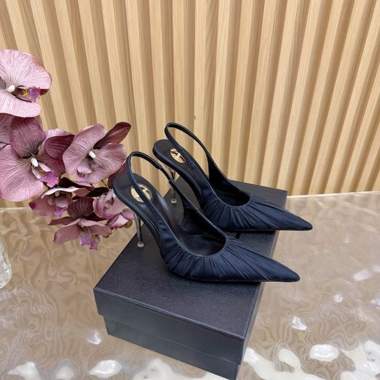 Yves Saint Laurent YSL Lace-Up High Heels with Luxury Metal Chain