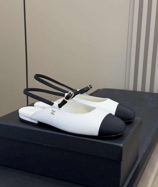 Chanel Elegant Lambskin Flat Slingback Soft Sole Casual Shoes