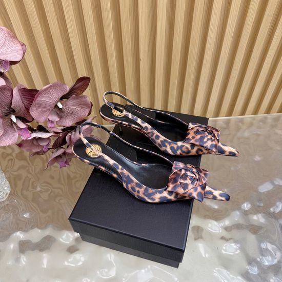 Yves Saint Laurent YSL Elegant Lace-Tip High Heels with Metal Chain