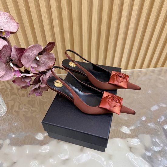 Yves Saint Laurent YSL Elegant Lace-Tip High Heels with Metal Chain