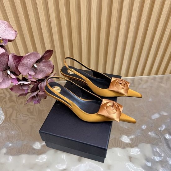 Yves Saint Laurent YSL Elegant Lace-Tip High Heels with Metal Chain