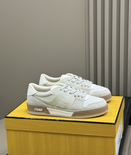 Fendi Color Block Leather Sneakers With Cushioned Non Slip Sole