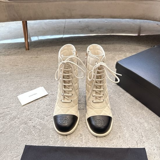 Chanel Quilted Suede Color Block Ankle Boots Stable Block Heel