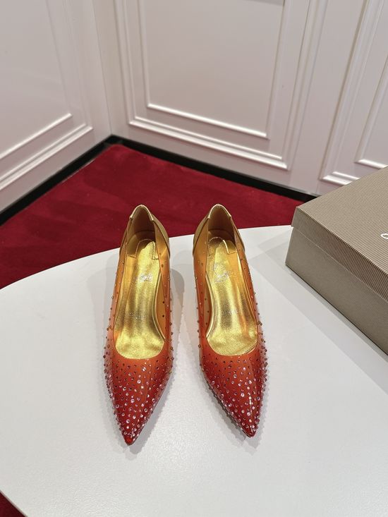 Christian Louboutine Premium Gradient Rhinestone Heels Soft Lining Genuine Leather Sole