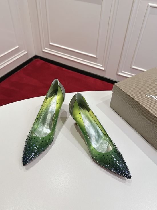 Christian Louboutine Premium Gradient Rhinestone Heels Soft Lining Genuine Leather Sole