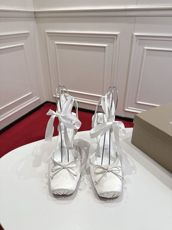 Christian Louboutine Premium Silk Bow Heels Soft Lining Genuine Leather Sole