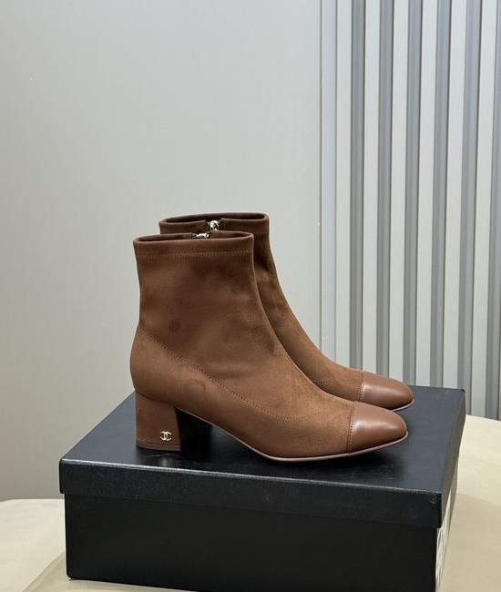 Chanel Classic Two-tone Low Heel Boots Soft Comfortable Daily Wear Footwear