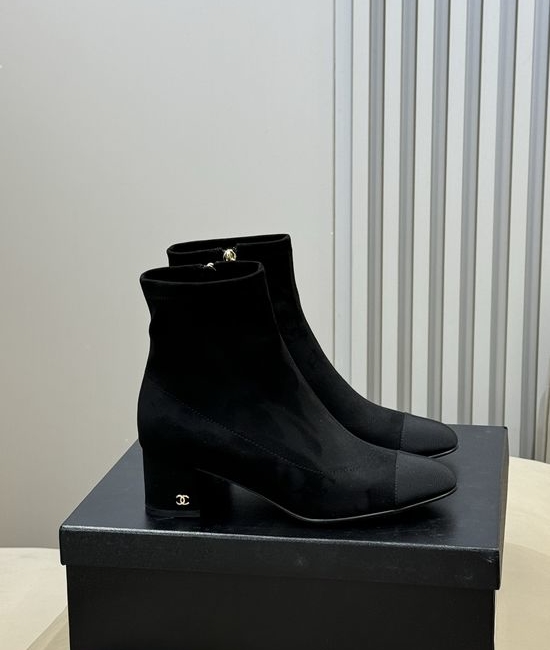 Chanel Classic Two-tone Low Heel Boots Soft Comfortable Daily Wear Footwear