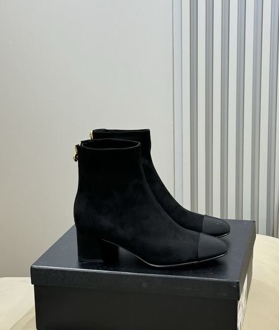 Chanel Classic Two-tone Low Heel Boots Soft Comfortable Daily Wear Footwear