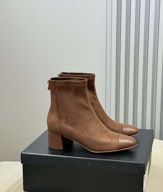 Chanel Classic Two-tone Low Heel Boots Soft Comfortable Daily Wear Footwear