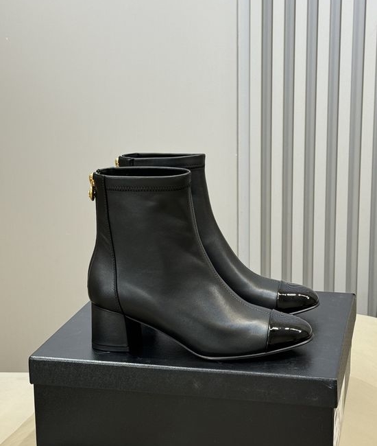 Chanel Classic Two-tone Low Heel Boots Soft Comfortable Daily Wear Footwear
