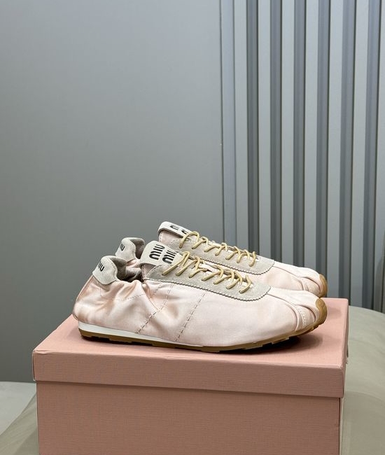 Miu Miu Satin Suede Casual Trainers Soft Lined Comfortable Everyday Shoes