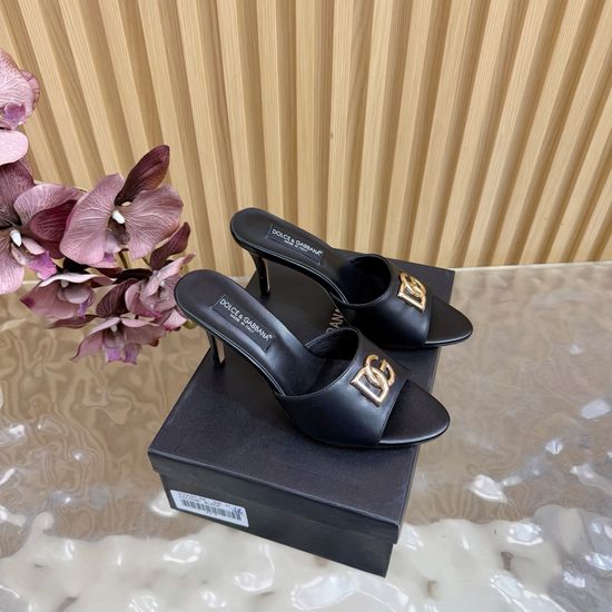 Dolce & Gabbana Retro Leather Slide High Heels with Fine Craftsmanship