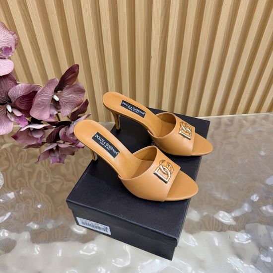 Dolce & Gabbana Retro Leather Slide High Heels with Fine Craftsmanship