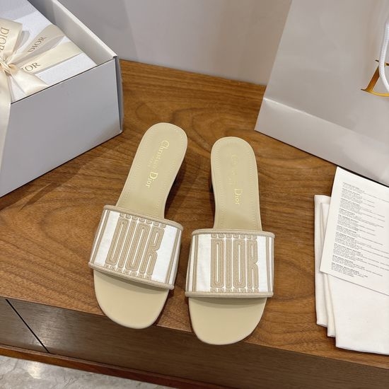 Christian Dior CD Square Toe Sandals with CD Logo and Chunky Heel