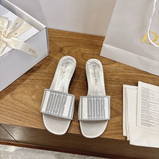 Christian Dior CD Square Toe Sandals with CD Logo and Chunky Heel