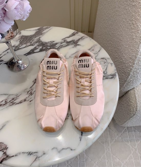 Miu Miu Satin Casual Training Shoes Soft Lightweight Comfortable Daily Wear