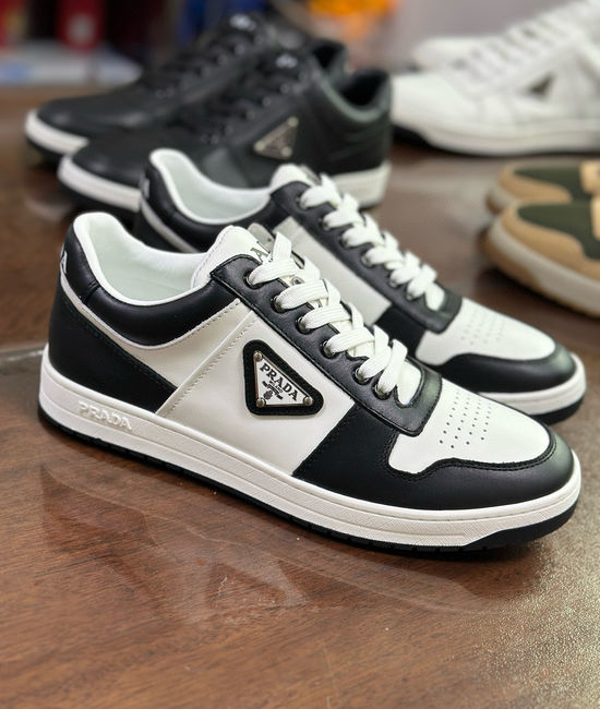 Prada Premium Leather Sneakers with Lightweight Flexible Sole