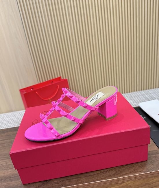 Valentino Rivet Embellished Hollow Out Patent Leather Low Heels