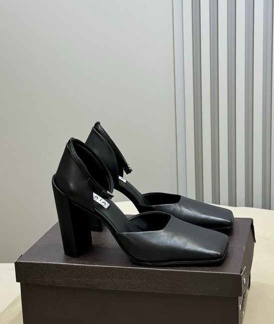 Alaia Square Toe Suede Mid Heel Pumps Elegant Comfortable Work Formal Wear