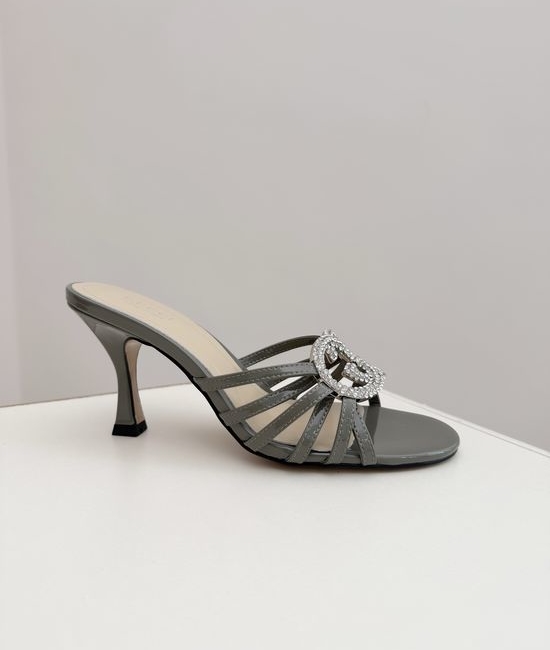 Gucci Rhinestone Embellished High Heel Slides Elegant Comfortable Slippers