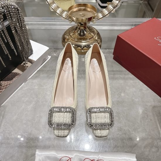 Roger Viver RV Color Block Flat Shoes with Pearl Buckle