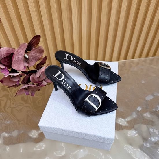 Christian Dior CD Elegant High-Heeled Mules with Classic Appeal