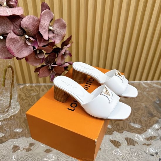 Louis Vuitton LV Buckle Detail Chunky Heel Slide Sandals