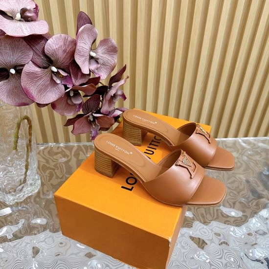 Louis Vuitton LV Buckle Detail Chunky Heel Slide Sandals