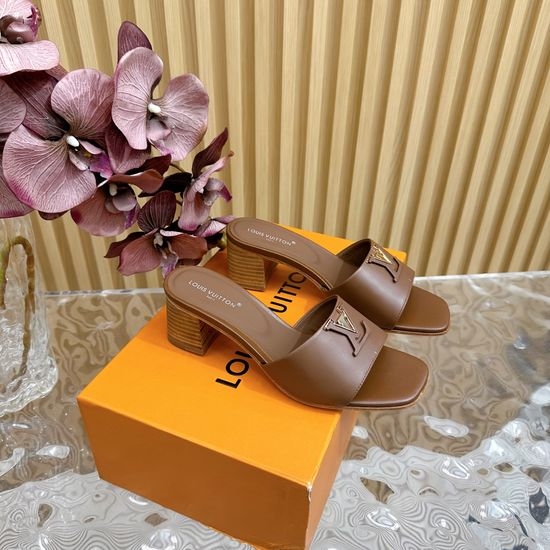 Louis Vuitton LV Buckle Detail Chunky Heel Slide Sandals