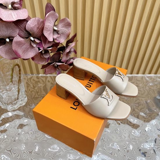Louis Vuitton LV Buckle Detail Chunky Heel Slide Sandals