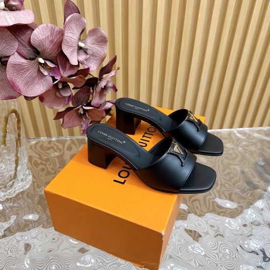 Louis Vuitton LV Buckle Detail Chunky Heel Slide Sandals