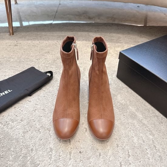 Chanel Elegant Patchwork Chunky Heel Elastic Boots