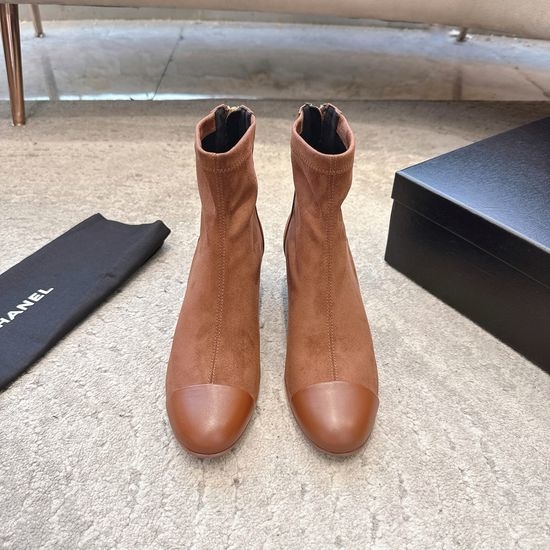 Chanel Elegant Patchwork Chunky Heel Elastic Boots