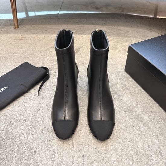 Chanel Elegant Patchwork Chunky Heel Elastic Boots
