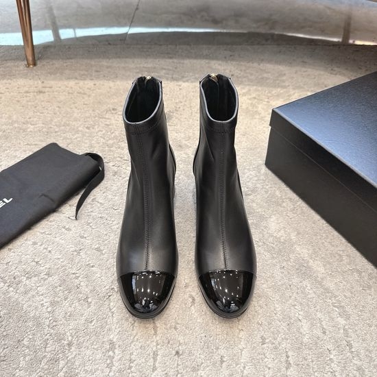 Chanel Elegant Patchwork Chunky Heel Elastic Boots