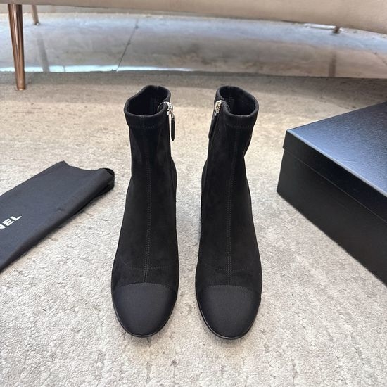 Chanel Elegant Patchwork Chunky Heel Elastic Boots