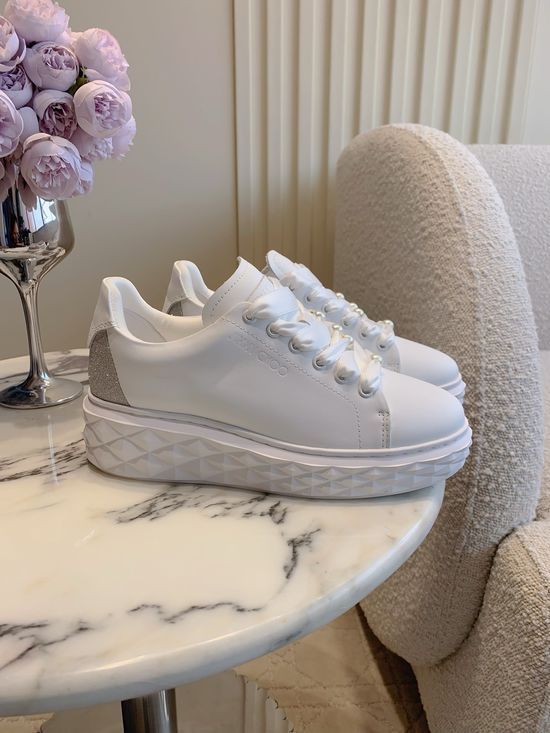 Jimmy Choo Thick Sole Casual Sneakers with Diamond Pattern Outsole