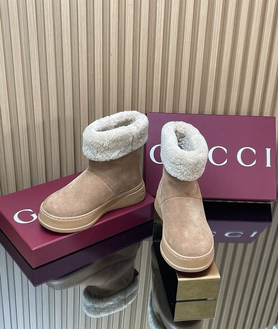 Gucci Plush Lined Suede Snow Boots Anti-slip Rubber Sole