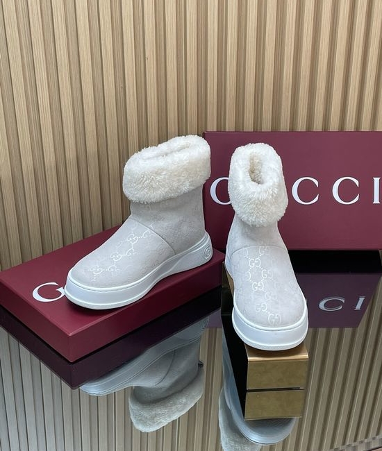 Gucci Plush Lined Suede Snow Boots Anti-slip Rubber Sole