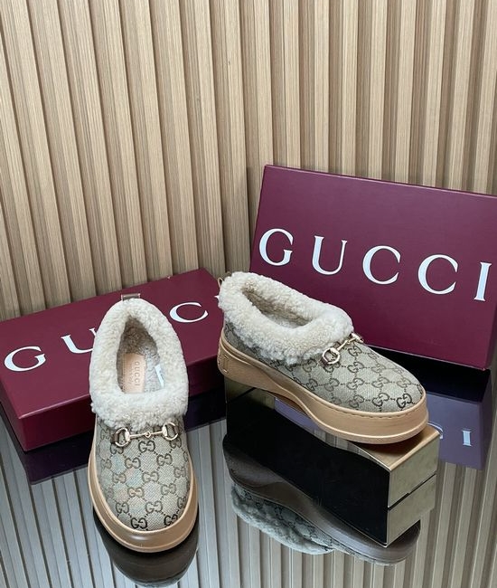 Gucci Fleece Lined Suede Loafers Anti-slip Rubber Sole