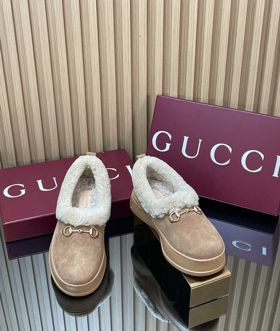 Gucci Fleece Lined Suede Loafers Anti-slip Rubber Sole