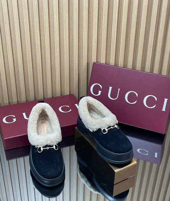Gucci Fleece Lined Suede Loafers Anti-slip Rubber Sole