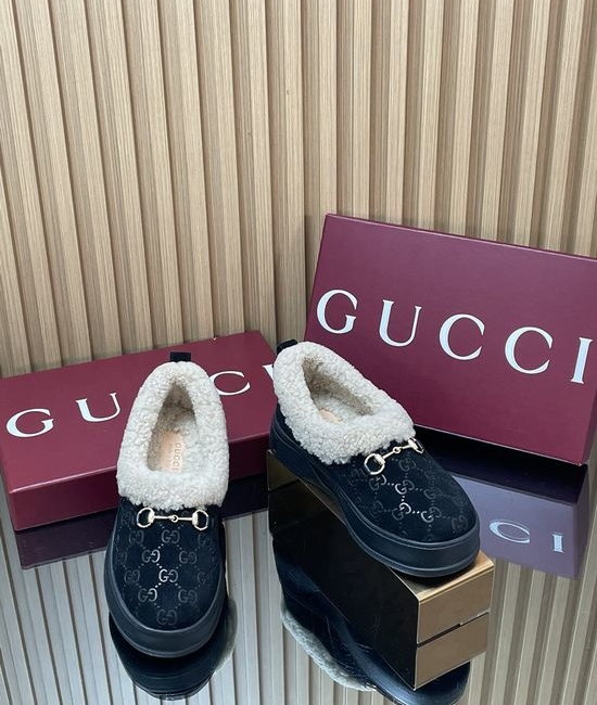 Gucci Fleece Lined Suede Loafers Anti-slip Rubber Sole