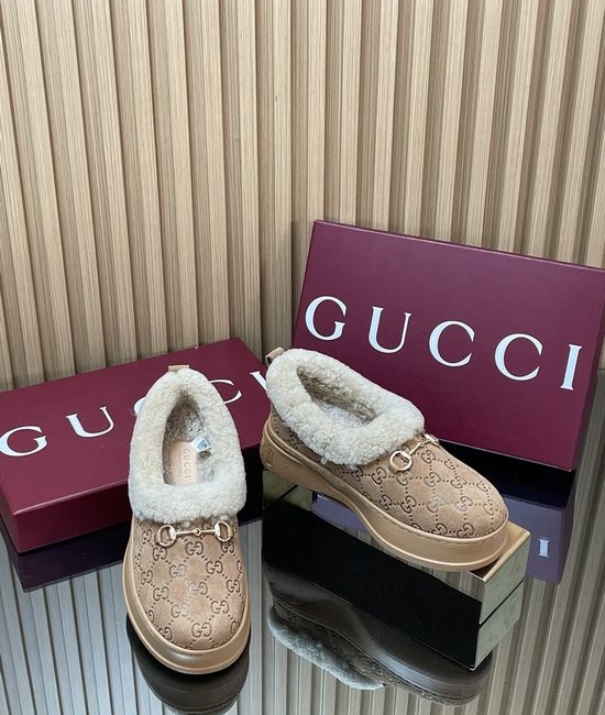 Gucci Fleece Lined Suede Loafers Anti-slip Rubber Sole
