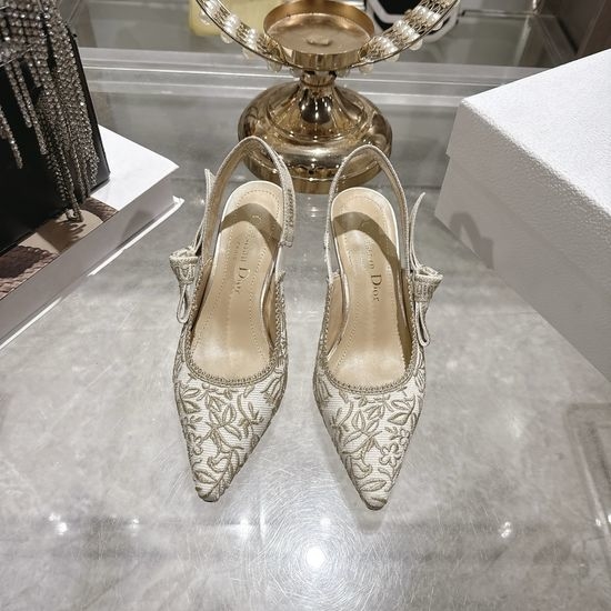 Christian Dior CD Rhinestone Decor High Heel Shoes Leather Sole