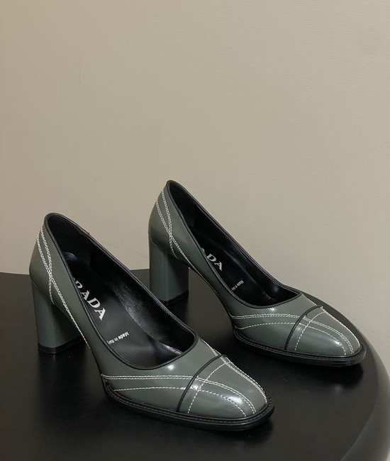 Prada Retro Stitched Chunky Heel Dress Shoes